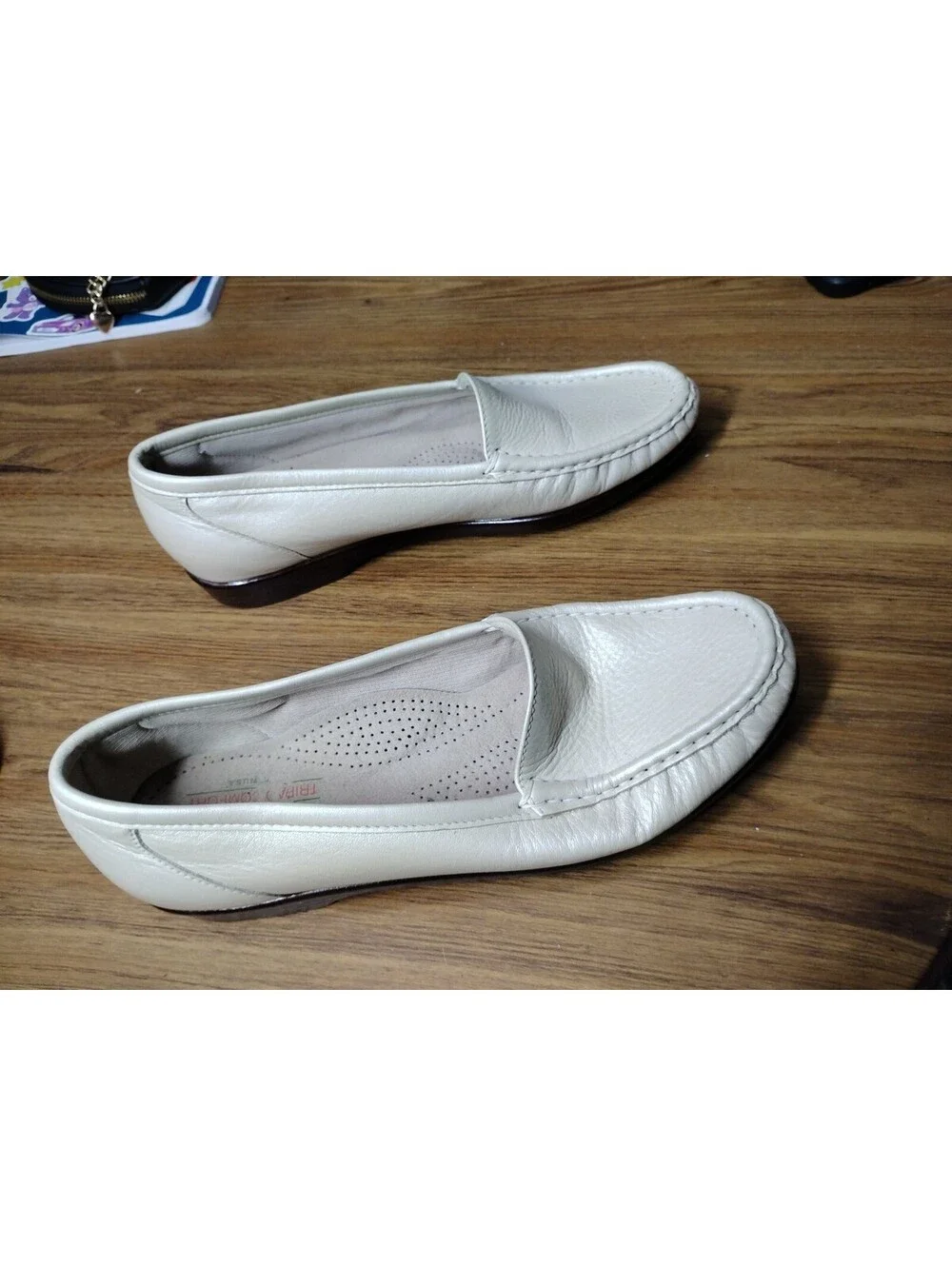 SAS Simplify Loafers Women's 7.5 M Pearl Bone Tripad Comfort Slip-On Leather